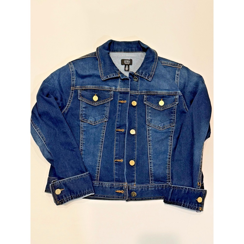 Jones New York Signature Denim Jacket Women's Small Dark Wash Gold Button